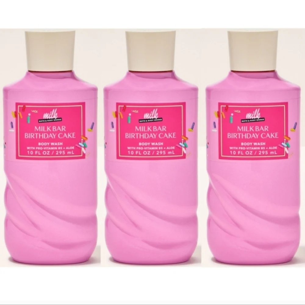Bath Body Works Milk Bar Birthday Cake Body Wash Set of 3 NEW Rare